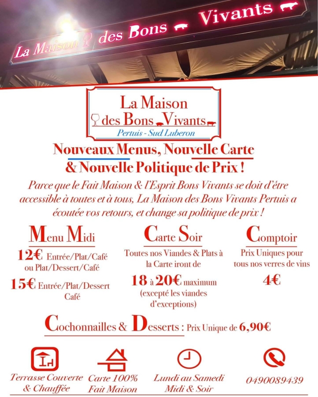 La Maison des Bons Vivants - Restaurant Pertuis - restaurant a faire PERTUIS